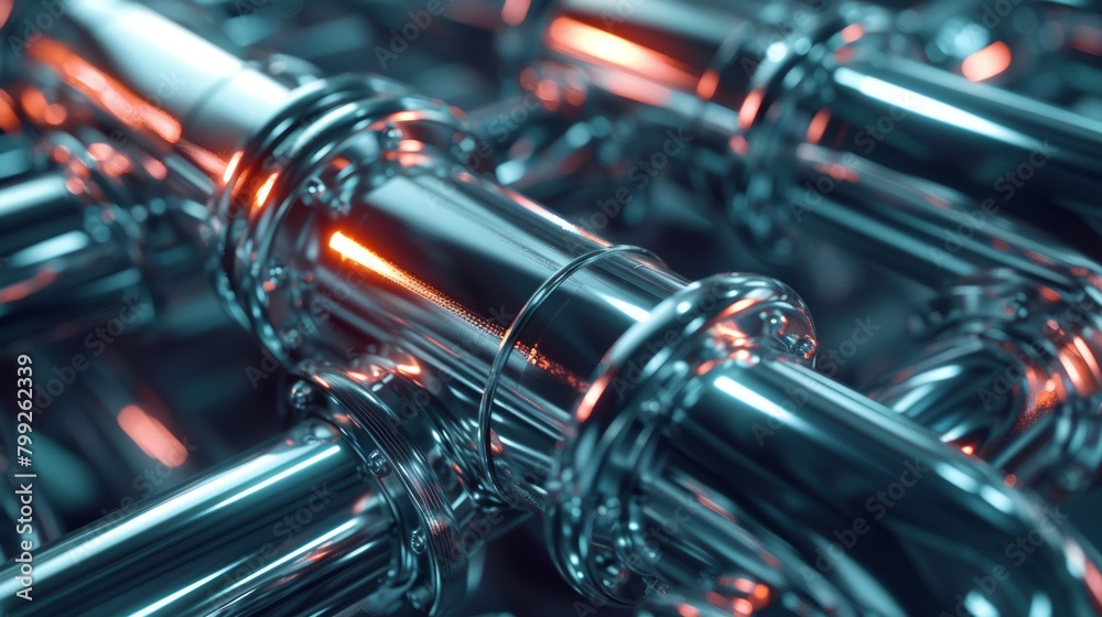 Industrial Chrome Pipes Composition Background Generative AI Industrial Chrome Pipes Composition Background Generative AI