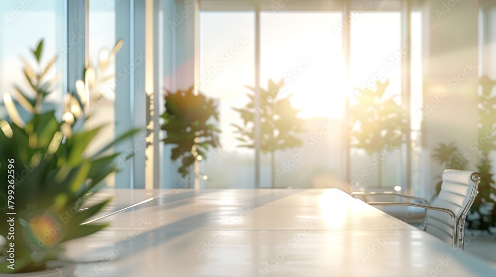 Fototapeta premium Modern Office Interior with Panoramic Windows Generative AI
