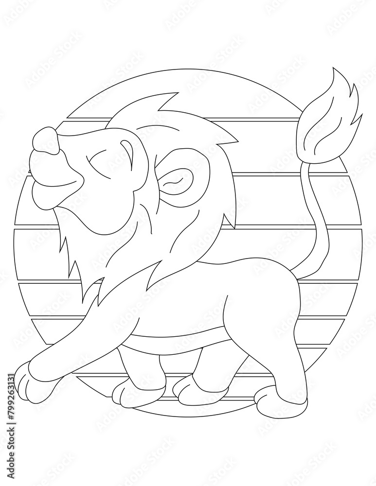 Lion Coloring Page. Wild Animal Coloring Page for Kids Who love jungles and wildlife
