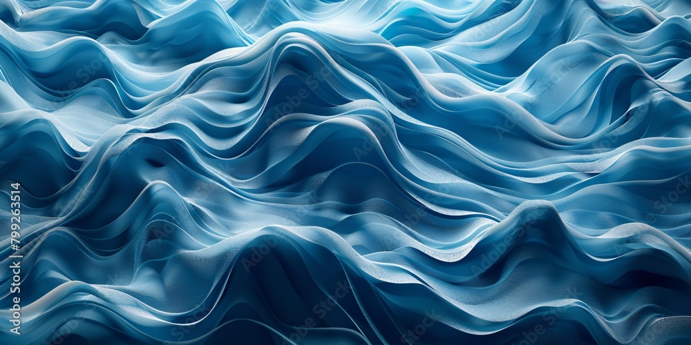Cerulean waves crashing in a dynamic abstract expression