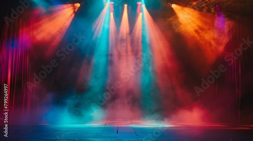Vibrant Theater Stage with Bright Colors Backdrop Generative AI © Alex