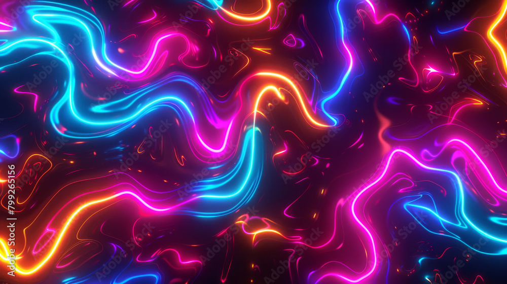 Abstract background featuring vibrant neon waves with a flowing energy effect