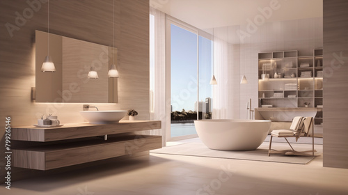 Luxurious interior of a modern bathroom.