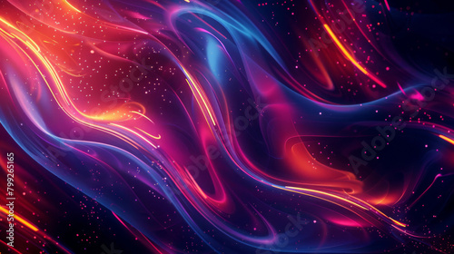 Abstract background with vibrant cosmic energy flow and glowing particles depicted