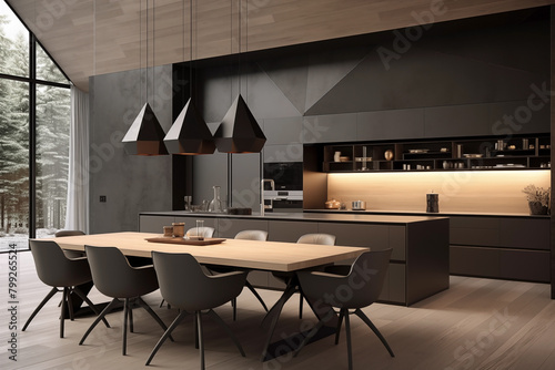 Luxurious interior of a modern kitchen.