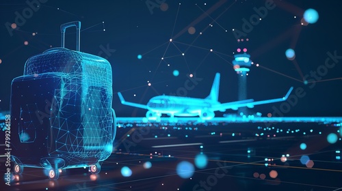Digital Vector Luggage at Airport, Airplane, and Travel