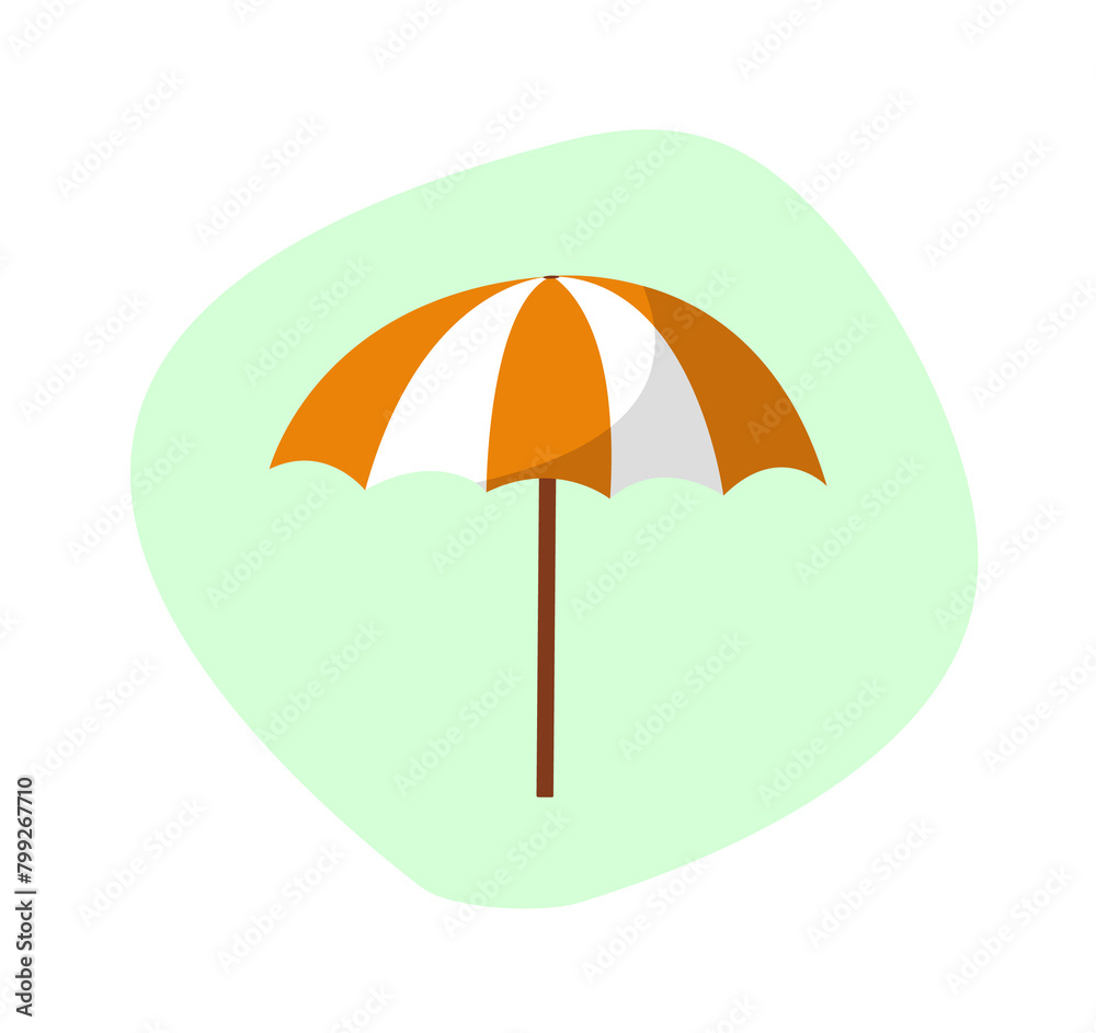 Image of a beach umbrella on a colored background. Vector illustration.