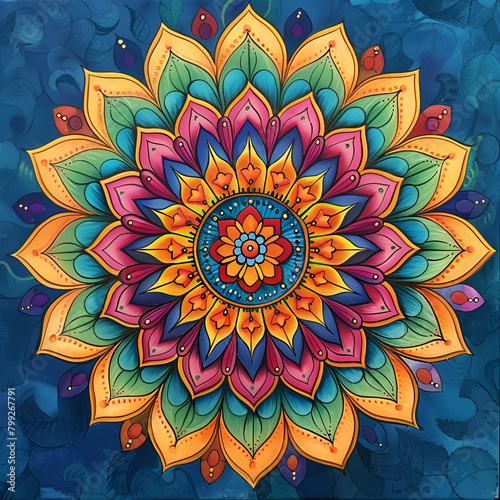 a mandala design in vibrant colors © AlazySM