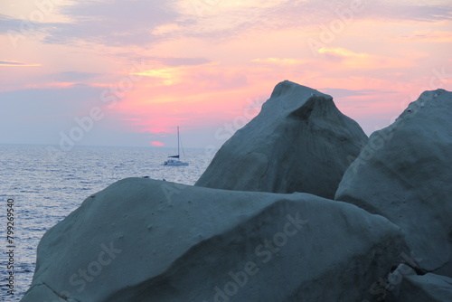 sunset over the sea, ischia, italy photo