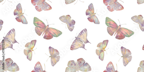 watercolor pattern of flying butterflies, for wallpaper, wrapping paper and packaging, seamless pattern, abstract background for design