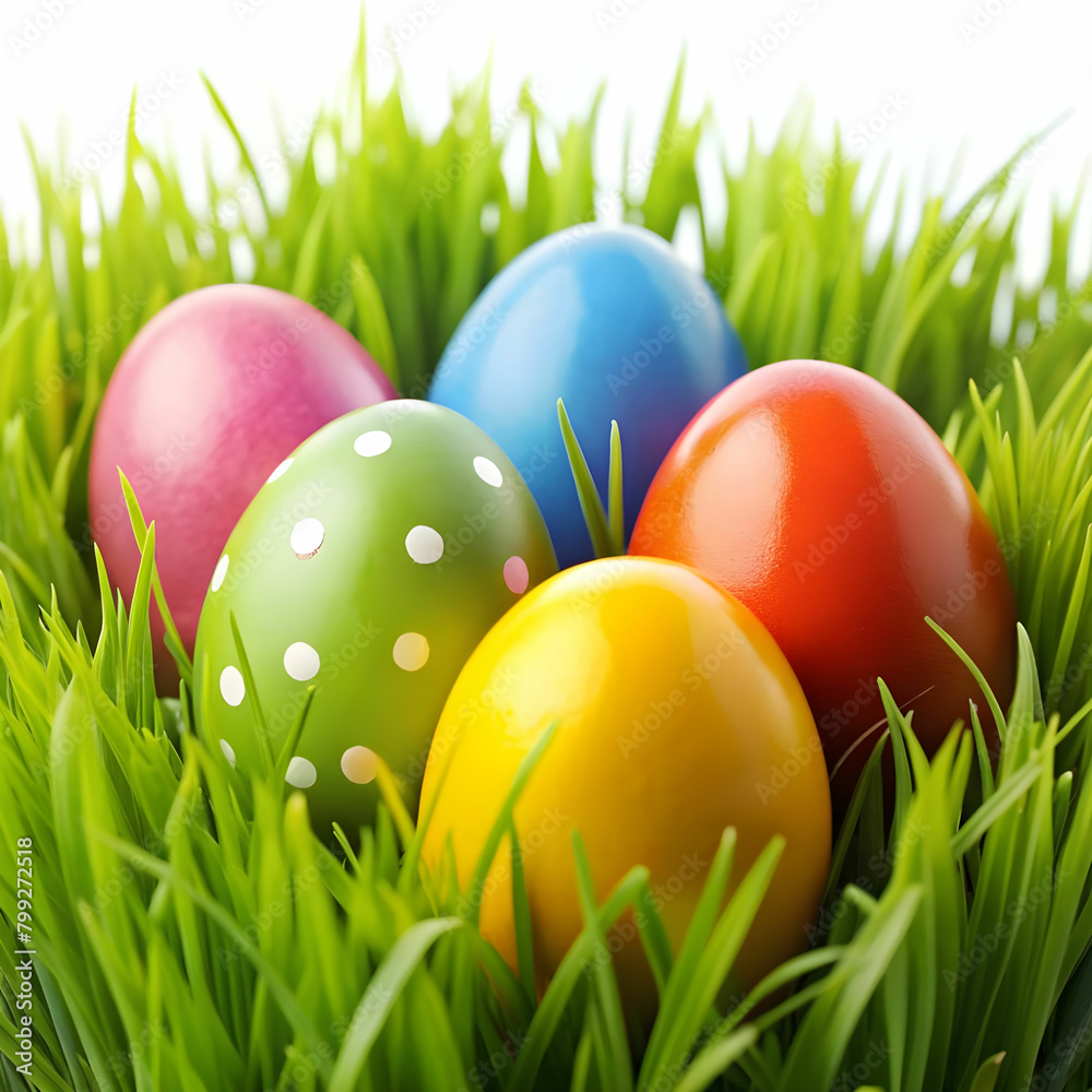 free photo easter eggs on fresh green grass over w