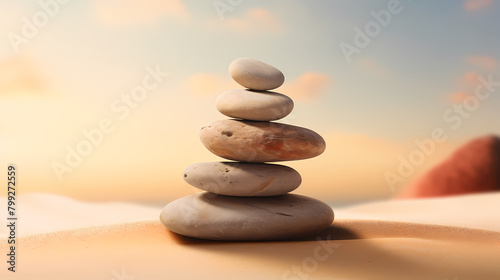 Balancing stones on desert dunes