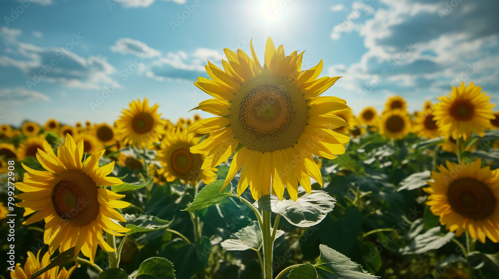 A Field of Blooming Sunflowers Stretching to the Horizon AI Generation