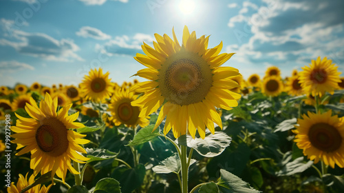 A Field of Blooming Sunflowers Stretching to the Horizon AI Generation