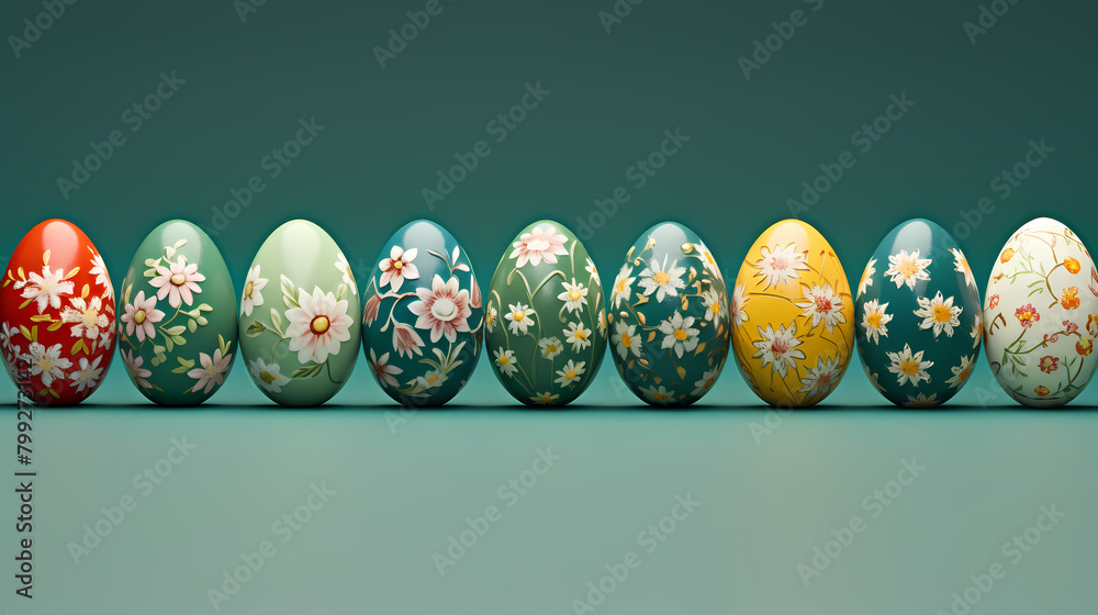 Row of colorful Easter eggs Row of colorful Easter eggs