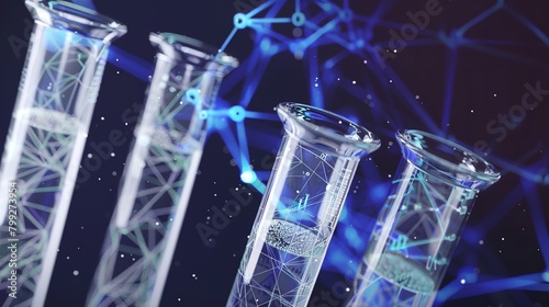Test Tubes Isolated from Low Poly Wireframe On":