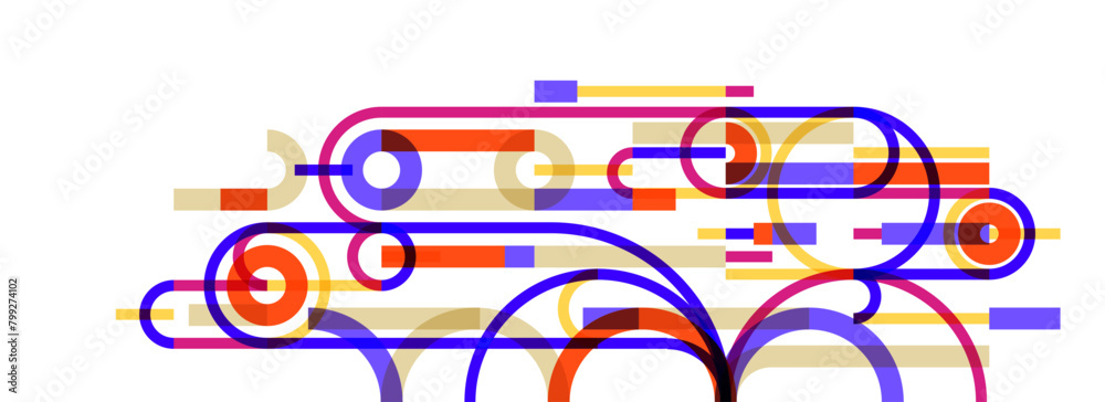 Abstract circles and lines vector background, geometric composition drawing technology plan, loop circular digital scheme.