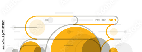 Geometric background with circles and lines vector art, abstract composition technical plan, flat minimal techno system.