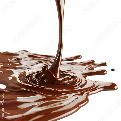 3D Rendering of a Chocolate Splashes on Transparent Background - Ai Generated