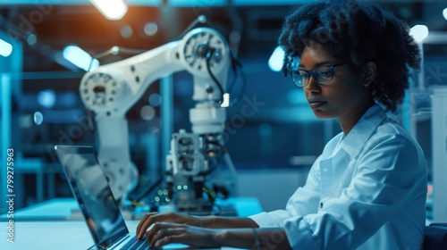 Engineer Working with Robotics photo