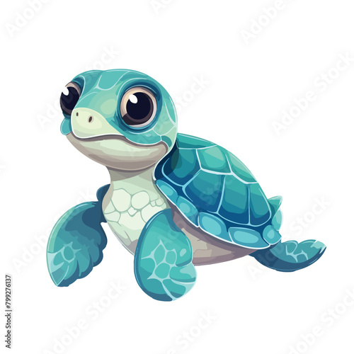 Cute sea turtle cartoon isolated on white background.