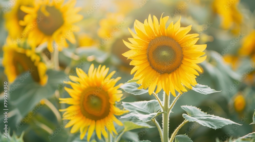 Many sunflowers in vast field Many sunflowers in vast field