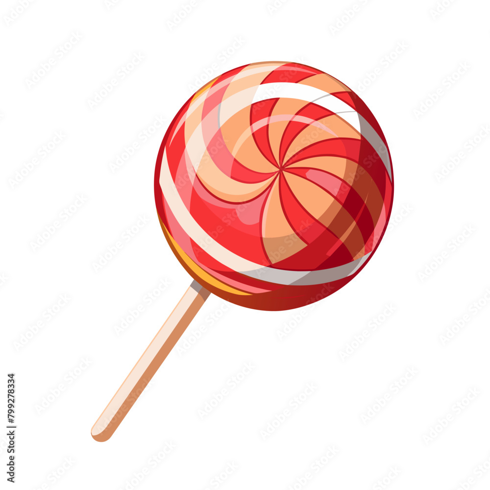 Pink, white and yellow spiral lollipop icon. Strawberry round lollipop icon isolated on white background Pink, white and yellow spiral lollipop icon. Strawberry round lollipop icon isolated on white background