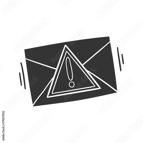 Dangerous Email Icon Silhouette Illustration. Computering Vector Graphic Pictogram Symbol Clip Art. Doodle Sketch Black Sign. photo