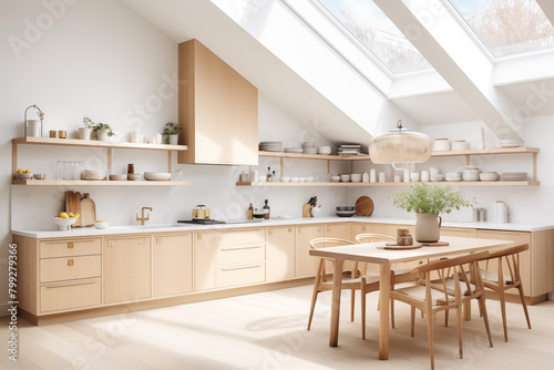 Interior of a modern Scandinavian kitchen.