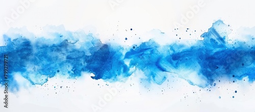 Abstract blue watercolor background with copyspace on white background