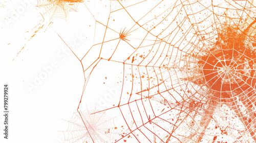 a spider web with orange and white colors