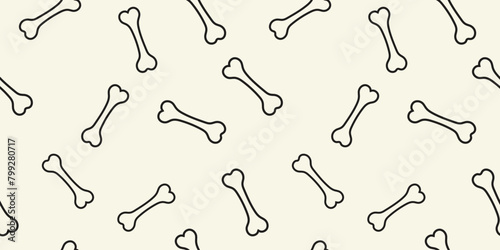Dog bone seamless pattern vector illustration. Animal, pet, halloween, wallpaper, white, background