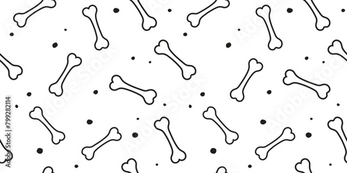 Dog bone seamless pattern vector illustration. Animal, pet, wallpaper, white, background photo