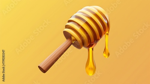 An icon featuring a honey dipper with dripping honey captures the natural sweetness and smooth texture of honey, universally recognized as a sweet substance