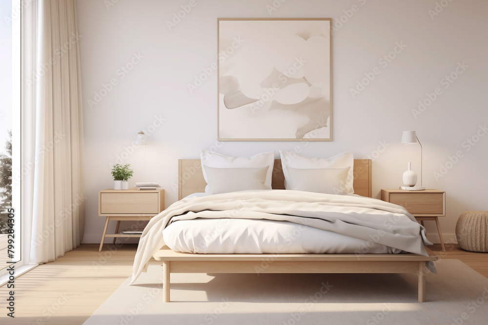 Interior bedroom in the Scandinavian design. Interior bedroom in the Scandinavian design.