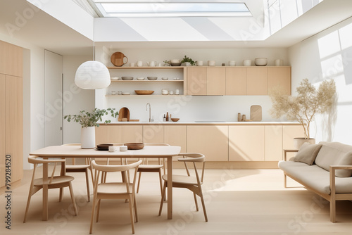 Interior kitchen in the Scandinavian design.