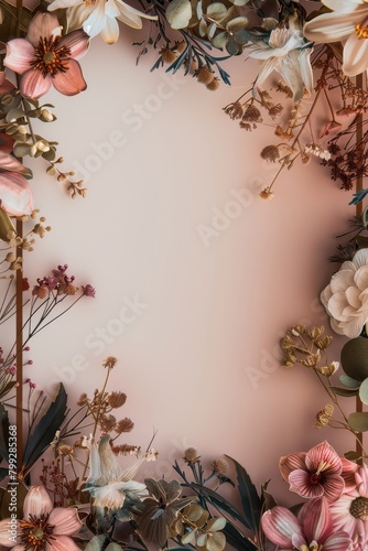 Pink Background With Bunch of Flowers