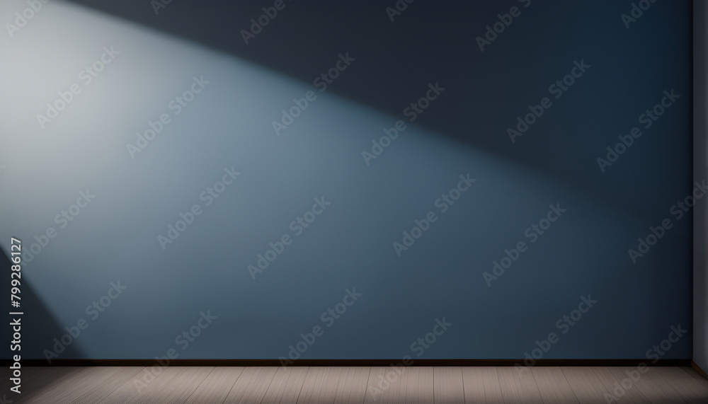 Spotlight on the Wall for Copy space Blue  background
