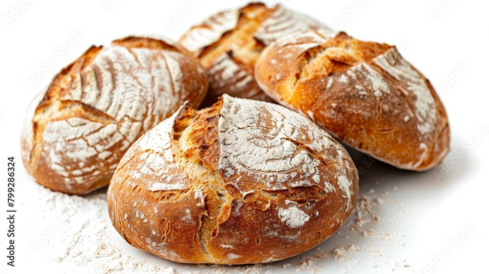 Breads array on a white surface