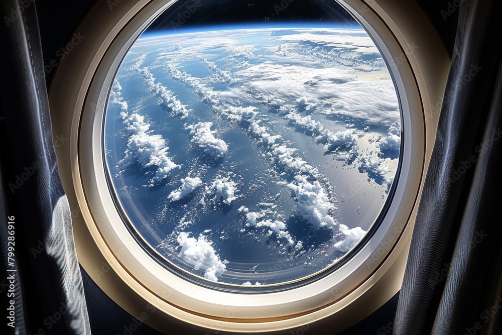 Fototapeta premium A View of the Earth Through an Airplane Window