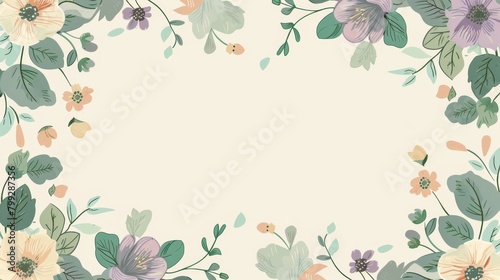 White Background With Flowers and Leaves
