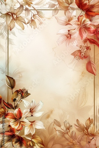 Painting of Flowers on a Beige Background