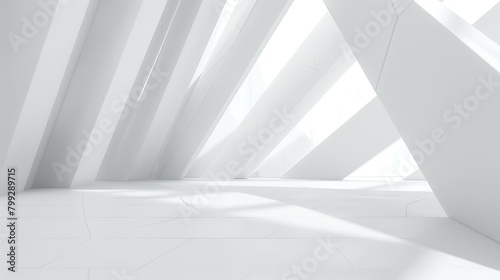 Abstract White Architecture Design Background. 3d Render Illustration of Modern Geometric Building