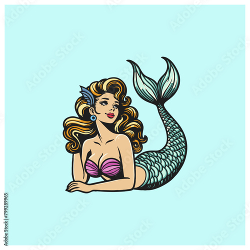 beauty mermaid pinup girl cute  