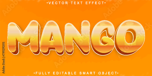 Cartoon Orange Mango Vector Fully Editable Smart Object Text Effect