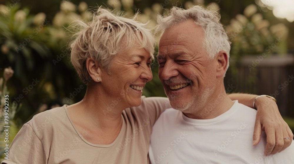 Happy retirement and outdoor relaxation with a kind and trusting senior couple. Partner, relationship, and link with commitment, caring, and guy smiling with lady