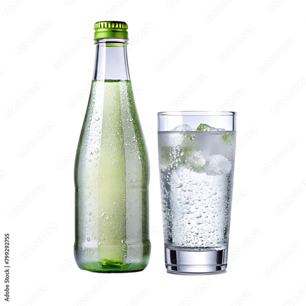 Sparkling water bottle isolated on transparent background