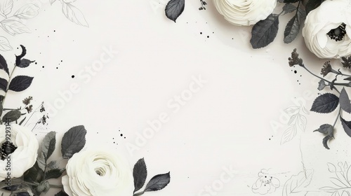White Flowers Arranged on White Background