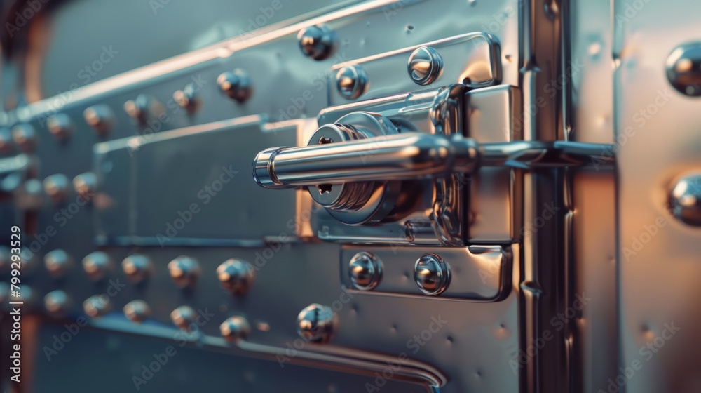 Realistic close-up of a heavy-duty door lock, highlighting its secure, metal components designed for high-traffic areas