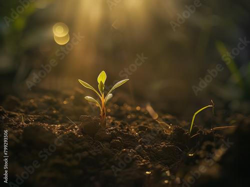 A small seedling sprout under the sunlight